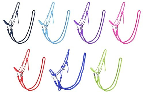 NETPROSHOP Knotenhalfter mit Zügel in tollen Farben für Shetty, Pony, Cob, Full Farbauswahl, Groesse:Shetty, Farbe:Lila