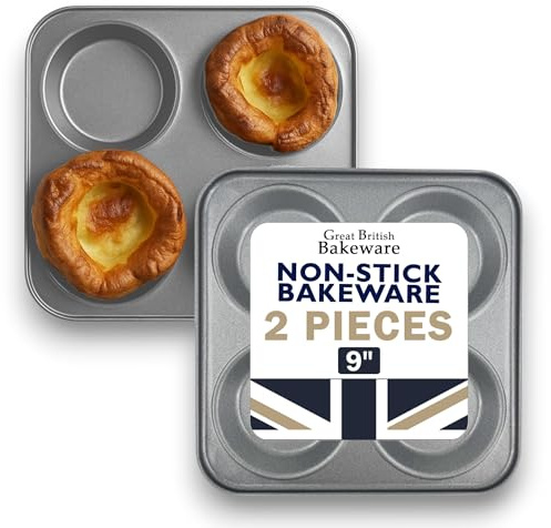 Samuel Groves 2X 4 Cup Yorkshire Pudding Tray Superior Long Life Double Coated Non Stick Made in England