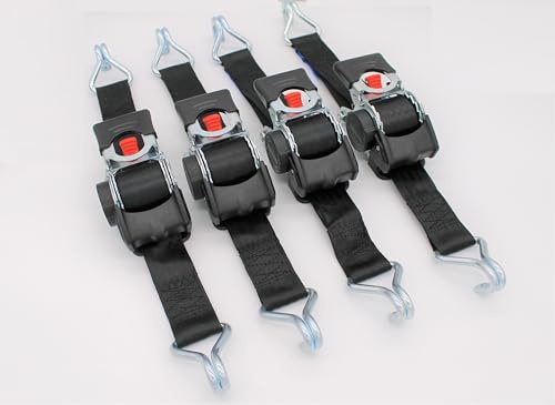 Automatik Zurrgurt Spanngurt mit Spitzhaken 3,0m x 50 mm 750/1500 daN, 4er Set, Schwarz, für PKW und Anhänger