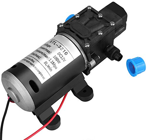 Self Priming, 12V DC 100W 8L/Min 160Psi High Pressure Diaphragm Self Priming for Car Washing Machine, Solar Energy Water, Remote Control Water Equipment Cleaning Tools