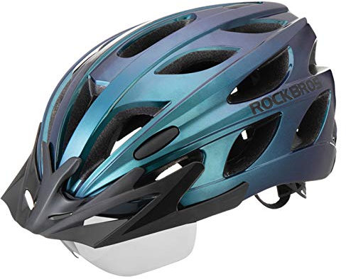 ROCKBROS Fahrradhelm Rennrad Helm Radhelm mit Abnehmbaren Visier Cityhelm Leichter Stadthelm für Damen und Herren MTB 58-61CM Blau