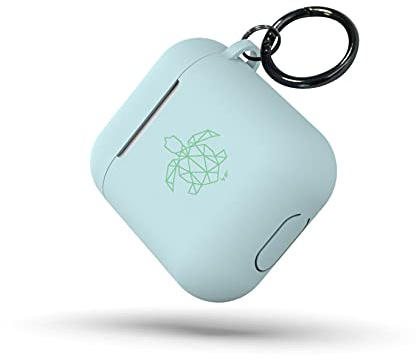 turtleandcase Silikonhülle Kompatibel mit AirPods Hülle | Stoßfeste Schutzhülle | mit Karabiner | Unterstützt kabelloses Laden für AirPods (AirPods 1 & 2, Helles Minzgrün)