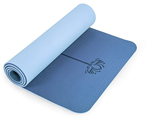 Marjar Yogamatte Rutschfest Gymnastikmatte TPE Fitnessmatte für Yoga Übungsmatte mit Tragegurt Sportmatte 183 cm x 61 cm x 0.6/0.8 / 1cm