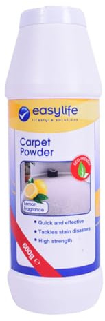 Easylife Dry Carpet Cleaner Powder (Lemon) Upholstery Cleaner Removes Blood Stains, Urine, Coffee & Wine Stains from Carpets, Rugs & Upholstery, 600g, Cleaning Products - Fully Guaranteed