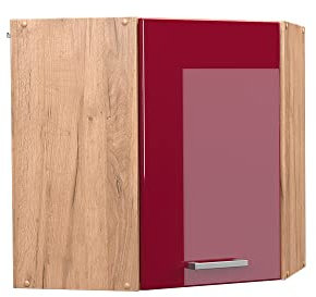 Vicco Eckhängeschrank R-Line, Rot Hochglanz, 57 cm