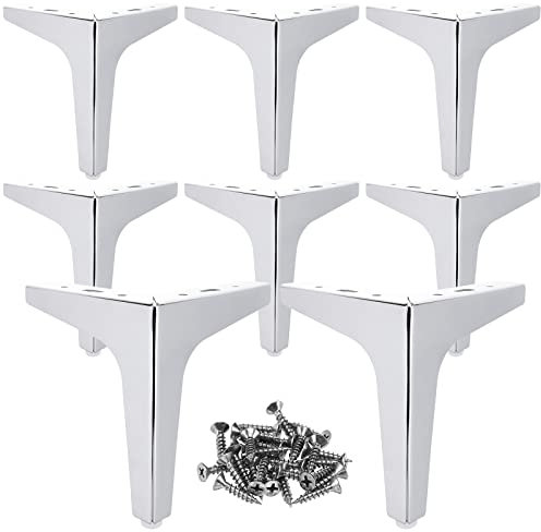 MIVIDE 8 Triangulares de Metal para Muebles, Patas para Muebles Plateado 15 cm, Patas de Metal Modernas para sofá, Mesa, Capacidad de Carga de hasta 800 kg