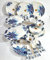Service de table en mélamine blanc, bleu et multicolore 44 pièces