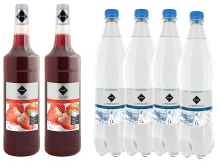 Lot Sirop Rioba & limonade: Sirop Rioba Fraise (2x1L)- Limonade Rioba (4x1L)