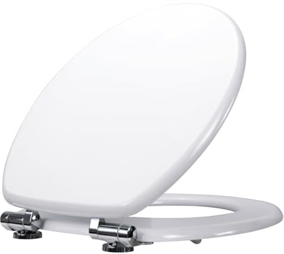 Fanmitrk White Toilet Seat Wooden-Wood MDF Toilet Seat,Soft Close MDF Wood Toilet seat