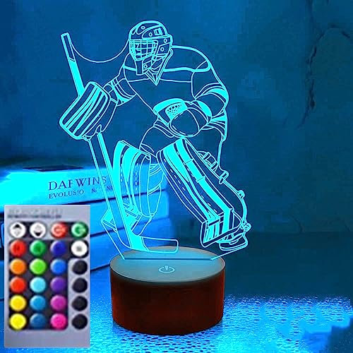 Jinson well 3D eishockey spieler Nachtlicht Lampe optische Nacht licht Illusion 16 Farbwechsel Tisch Schreibtisch Dekoration Lampen perfekte mit Acryl Flat USB Spielzeug