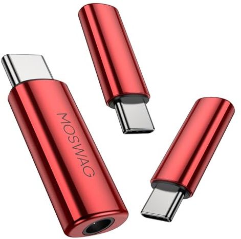 MOSWAG USB C to 3.5mm Audio Adapter, Built-in DAC Chip Hi-Fi Lossless Audio, Zinc Alloy Aux Dongle, Plug&Play for S25/S24/S23 Ultra, Pixel 8/7, iPad Pro/Mini6, 15 Series & All Type-C Devices
