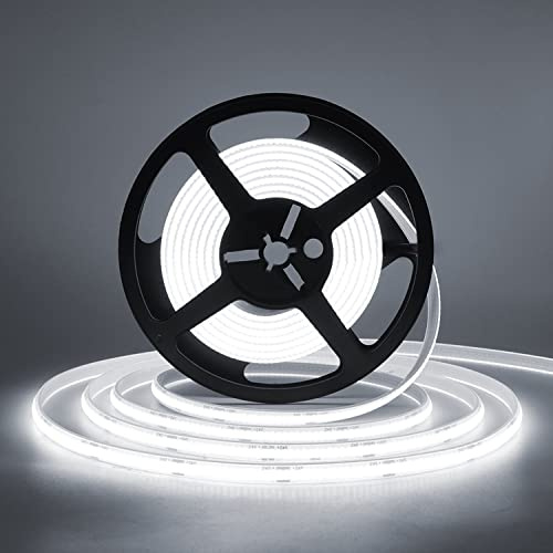 HEGEHE Tira LED COB 4m, 24V Tira de luz LED Impermeable IP68, 320LEDs/m Tira LED Blanco Frio Flexible súper brillante,cadena de luces LED de 2 hilos para acuario(No incluye fuente de alimentación)