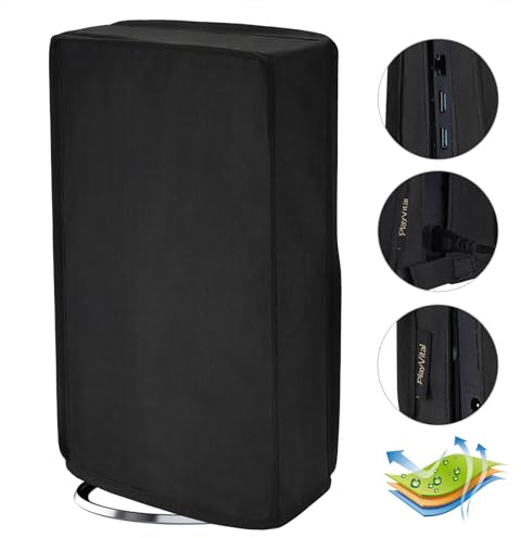 playvital Funda Antipolvo Vertical para ps5 Slim Disc Consola | Impermeable, Resistente al Polvo, Cobertura Completa, Protección contra Arañazos, Fácil de Colocar, Negro