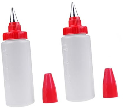 PRETYZOOM 2pcs Cake Piping Bottle Frosting Pot Set, Straight Tube DIY Baking Decoration Tool for Home Cake Decorating, Food-Grade Plastic, Random Color