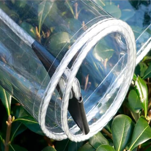 TAJMDGW Thicker Clear Tarp with Grommets, Rainproof Tarpaulin Cover, PVC Greenhouse Tarps, Tear Resistant Patio Enclosures for Winter Protection Nursery(0.5x2m(1.5'x6.5'))