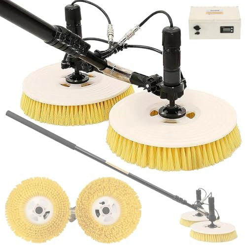Eastnmythet Electric Solar Panel Cleaning Brush, Solar PV Panel Cleaning Robot with Telescopic Rod, Water Fed Poles Brush Kit,Dual Purpose-3.5m/11ft
