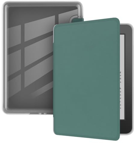 Hülle für 6 Kindle Paperwhite (7. Generation-2015 Release), Ultra Clear Soft Flexible Transparent TPU Back Cover mit Auto Sleep/Wake für Kindle Paperwhite (MODEL NO. DP75SDI), Dunkelgrün