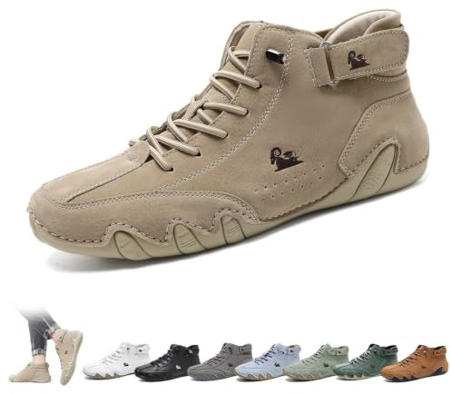Botas Altas Italianas Hechas A Mano Unisex Zapatos Beck Minimalistas Al Aire Libre Zapatos Descalzos Informales Antideslizantes Transpirables for Caminar Senderismo Conducir Botas Chukka(Caqui,43 EU)