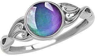 Générique Daily Deals Of The Day Prime Today Only Bague En Argent 925 Avec Changement De Couleur à TempéRature ContrôLéE,Bague De Changement D'Humeur, Pierre PréCieuse Ronde,Bague De FiançAilles