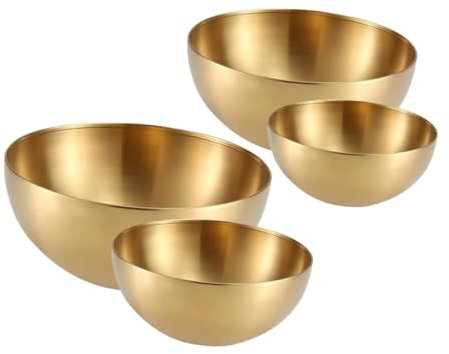 Cabilock 4 Piezas Ensaladera De Acero Inoxidable Tazón Para Servir Ensaladera De Cocina Tazón De Fideos De Cocina De Comida Para El Hogar De Acero Inoxidable Para Mezclar