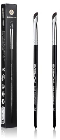 EIGSHOW Set di pennelli per eyeliner, pennello angolato fine per eyeliner, set di pennelli curvi ultra sottili per sopracciglia, eyeliner set di trucco 2 PCS, nero (E865)
