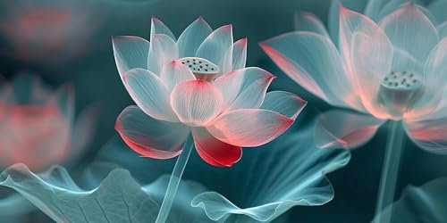Malen Nach Zahlen Erwachsene Rot Lotus Malen Nach Zahlen Bild,DIY Set mit Pinseln und Acrylfarben Handgemalt Leinwand, Malen Nach Zahlen Kinder für Basteln Zuhause Mädchen Geschenk 30x60cm s-170