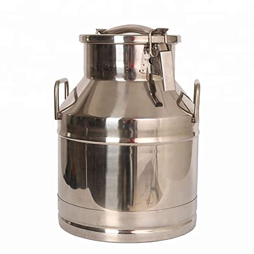 Generisch Milcheimer, Milchkanne aus Edelstahl, Milchkanne, Milchtopf, Vorratsbehälter, Tragekrug mit versiegeltem Deckel – Silber, 30 l