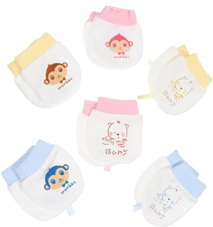 COLLBATH 6er-set Cartoon Fußabdeckung Keine Kratzer Handschuhe Fußpflege Socken Babybedarf Baumwolle Waschbar