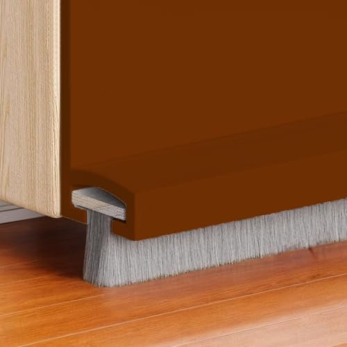 Wonsters Joint Brosse Isolation Phonique Porte,Auto-adhésif et Peut être Coupé à la Taille,Boudin de Porte,Calfeutrer Bas de Porte,Calfeutrer Bas de Porte Autocollant our Isolation (Brown, 100cm)