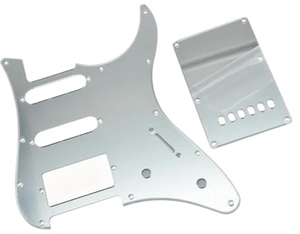 Gitarren-Tremolo-Saitenabdeckung silberfarben verspiegelt HSS-Schlagbrett Pickguard Backplate Set