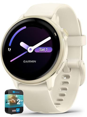 Garmin 010-02985-01 VIVOACTIVE 6 Health and Fitness GPS Smartwatch Bone con cinturino in silicone Bundle con 2 anni di protezione CPS Enhanced Protection Pack
