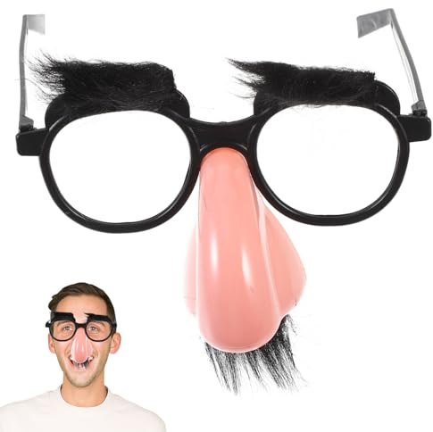 Toyvian Lustige Brille Mit Großer Nase Und Schnurrbart Halloween Kostümbrille Für Karneval Fasching Und Geburtstagspartys Unisex Partybrille Mit Augenbrauen 12X12X5 Cm