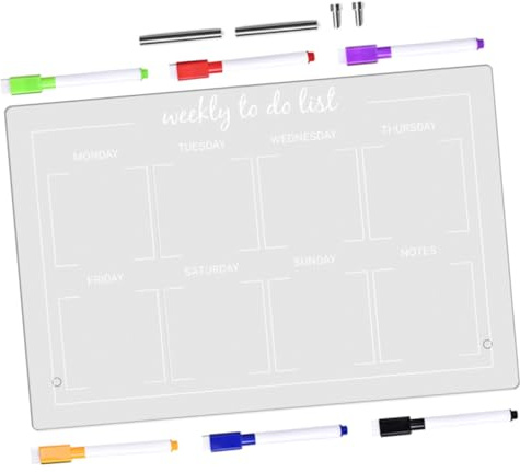 HOMSFOU Tablero de Escritorio Acrílico Transparente con Clavos y Marcadores para Notas Pizarra Borrable Multifuncional para Oficina y
