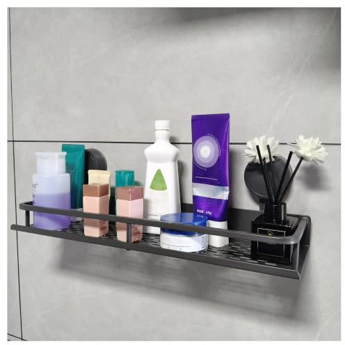 lesulety Duschablage Ohne Bohren,Großer Duschregal Saugnapf, Tragfähigkeit 10 kg, Badezimmer Organizer, Duschgel Halterung, Abnehmbare und Rostfreie für Shampoo Conditioner,Grau,40CM