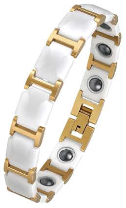 OIDEA Bracciale magnetico in ceramica uomo: bracciale in acciaio inox design zirconi elementi magnetici per regalo, Acciaio inossidabile Ceramica Acciaio inossidabile Magnete nero Ceramica, Non