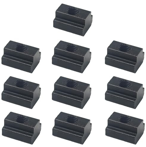 Runseaway 10Pcs M10 T Slot Nuts, 14mm Slot Width, Grade 8.9 Premium Steel, Black Oxide Finish, Threaded T-Nuts for Furniture, Workbench, Table Slot, Heavy Duty Fastening