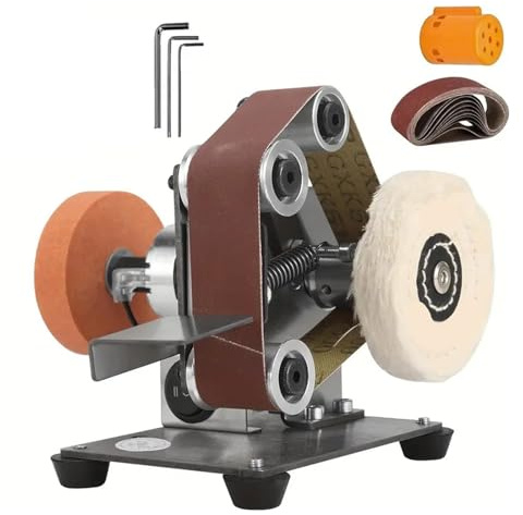 Lijadora de Banda, Mini lijadora de banda eléctrica, pulidora multifuncional for bricolaje, control ajustable de 7 velocidades