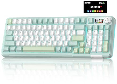 SOLAKAKA A99 Pro Wireless Mechanical Keyboard with BT5.0/2.4GHz/USB-C, LCD Screen & Metal Knob, Gasket-Mounted Gaming Keyboard, Full Hot-Swappable, RGB Creamy Keyboard for Win/Mac