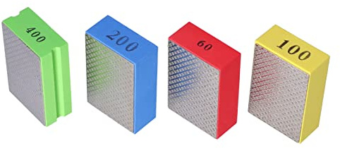 POENVFPO Diamant-Handpolierpads, 4 Stück Schleifblöcke mit Körnung 60 100 200 400 Zum Schleifen von Steinfliesen und Glas, Vielseitiger Nass-/Trockeneinsatz für Profis und Heimwerker