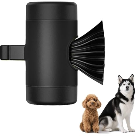 Pecute Dispensador de Bolsas para Correa de Perro | Compatible con Tamaños Universales de Bolsas para Desechos, Negro, Especialmente Diseñado para Correa Extensible Roll-Leine