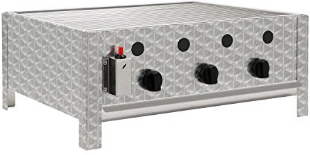 BBQ-Toro Edelstahl Gastrobräter | 3-flammig | (B) 64 x (T) 52 x (H) 27 cm | Gastrogasgrill, Wurstbrater, Tisch grill | Gastrogrill, Tischgasgrill, Gastischgrill, Gas-Gastrobräter, Bräter Edelstahl