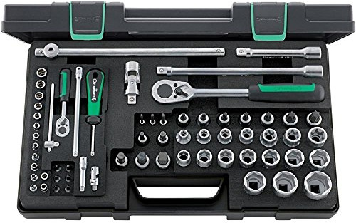 STAHLWILLE 86TX l 1/4 + 1/2 Steckschlüsselsatz, 63-tlg. l Steckschlüsseleinsätze Sechskant/TORX®, Ratsche, Verbindungsteile l umfangreiches Werkzeugset l Made in Germany, 27 x 12 x 12 cm