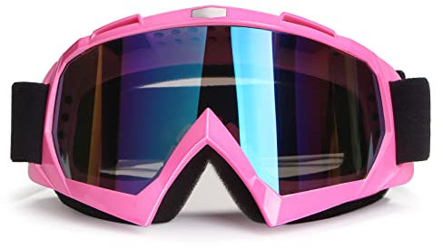 4-FQ Rosa Motorradbrille, winddicht, staubdicht, kratzfest, Powersport-Schutzbrille für Motocross, Dirt Bike, ATV, Offroad, Skifahren