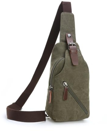 FANDARE Retro Brusttasche Segeltuch Schultertasche Herren Damen Sling Bag Crossover Rucksack Umhängetasche Sporttasche für Outdoor Reisen Wandern Abenteuer Sport Crossbody Bag
