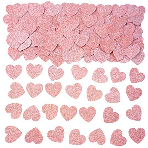 Rose Gold Wedding Love Heart Table Confetti - Valentine's Party Scatter for Bridal Shower, Engagement, Bachelorette Decorations, 200pc