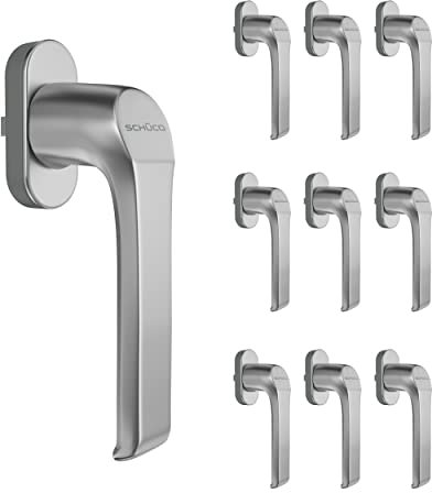 Schüco Fenstergriffe Silber | als 10er Set | Hochwertige Optik-Qualität vom Markenhersteller für alle Fenstersysteme einsetzbar