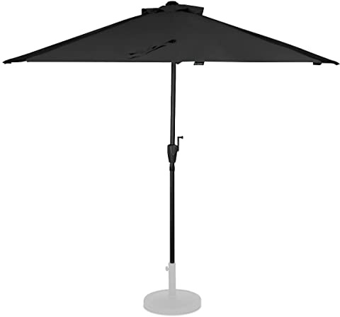 VONROC Parasol déporté Magione - Premium 270x135cm - Parasol de Balcon - Demi-Rond Noir/Anthracite - Installation Facile - Protection UPF 50+ - Housse Incluse