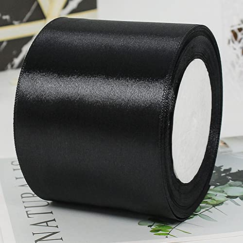 CC wonderland zone Satinband Schwarzer 25m lang x 100mm breit Dekoration Geschenkband,Schleifenband Dekoband Stoffband für Hochzeit
