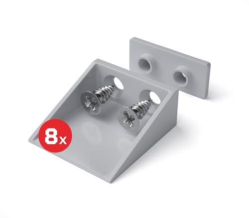 BAUHELD Roller Shutter Stop Square [8 Pieces] – Outer Roller Shutter Stop Made of Plastic [Made in Germany] – Roller Shutter Stop with Screws – Suitable for Roller Shutter Armoured Slats – Light Grey