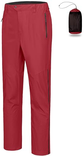 Little Donkey Andy Men's Waterproof Rain Pants Windproof Overpants Lightweight Outdoor Trousers for Hiking Golf Fishing Red M